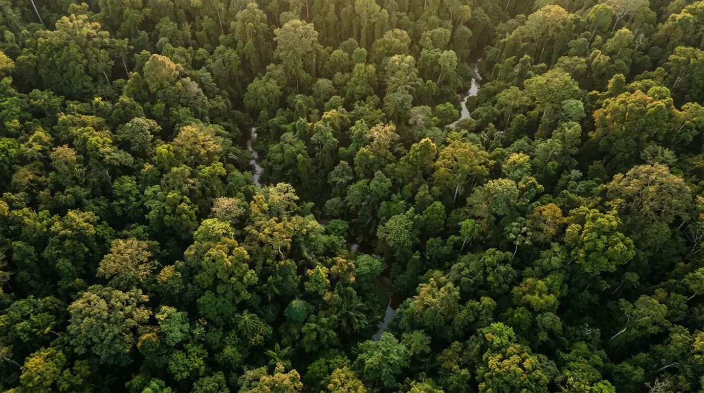 Aerial view of tropical rainforest